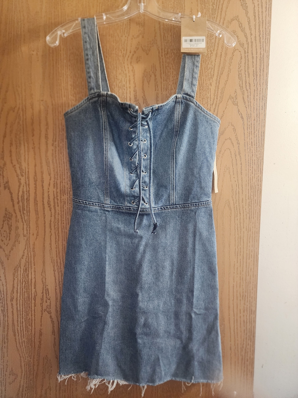 Reformation Kavia Denim Lace-Up Mini Dress in Ibiza (Blue) Size 6